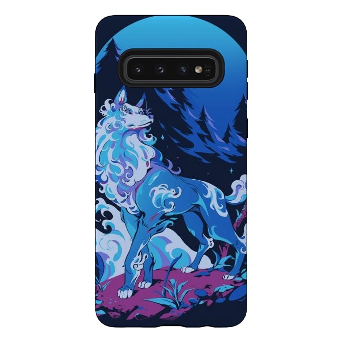 Galaxy S10 StrongFit Spiritual Aqua Wolf by Ilustrata