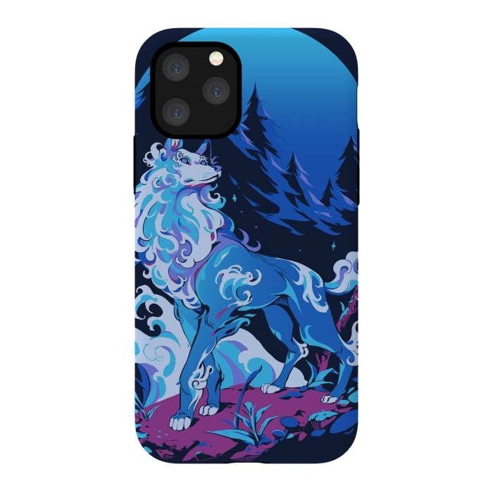 iPhone 11 Pro StrongFit Spiritual Aqua Wolf by Ilustrata
