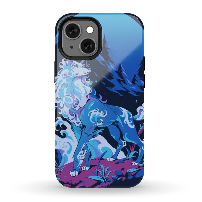 iPhone 12 mini StrongFit Spiritual Aqua Wolf by Ilustrata