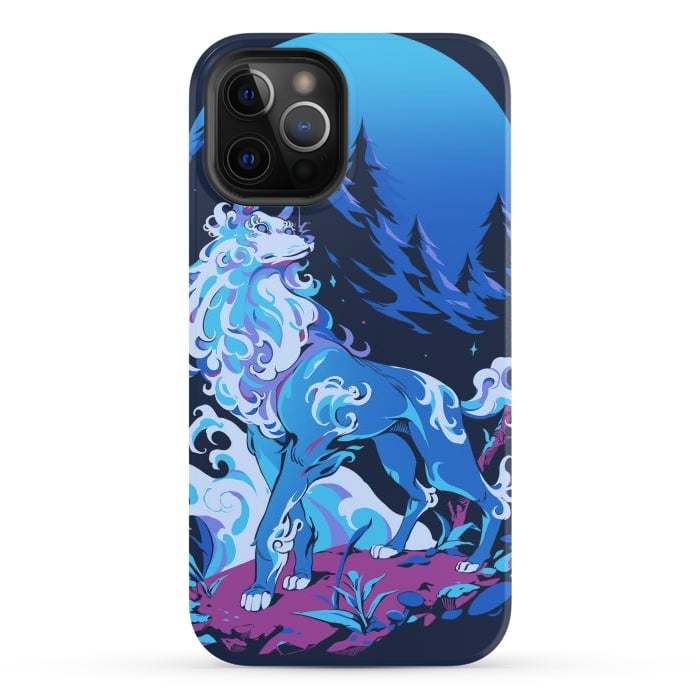 iPhone 12 Pro StrongFit Spiritual Aqua Wolf by Ilustrata