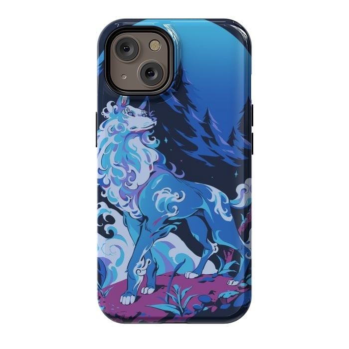 iPhone 14 StrongFit Spiritual Aqua Wolf by Ilustrata