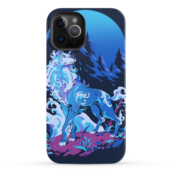 iPhone 12 Pro Max StrongFit Spiritual Aqua Wolf by Ilustrata
