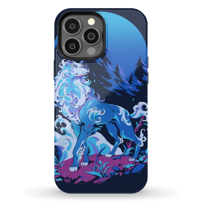 iPhone 13 Pro Max StrongFit Spiritual Aqua Wolf by Ilustrata
