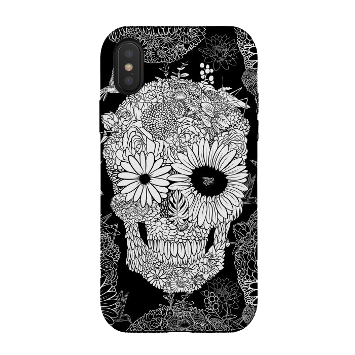 iPhone Xs / X StrongFit Skull Flowers by Alberto