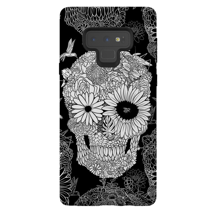 Galaxy Note 9 StrongFit Skull Flowers by Alberto