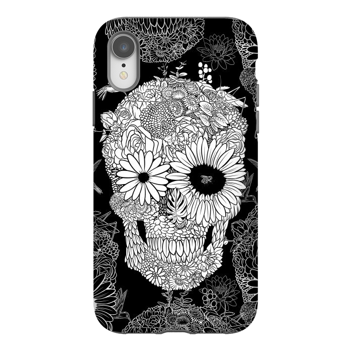 iPhone Xr StrongFit Skull Flowers by Alberto