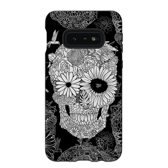 Galaxy S10e StrongFit Skull Flowers by Alberto