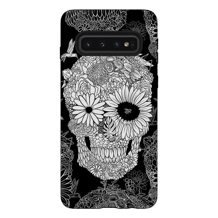 Galaxy S10 StrongFit Skull Flowers by Alberto