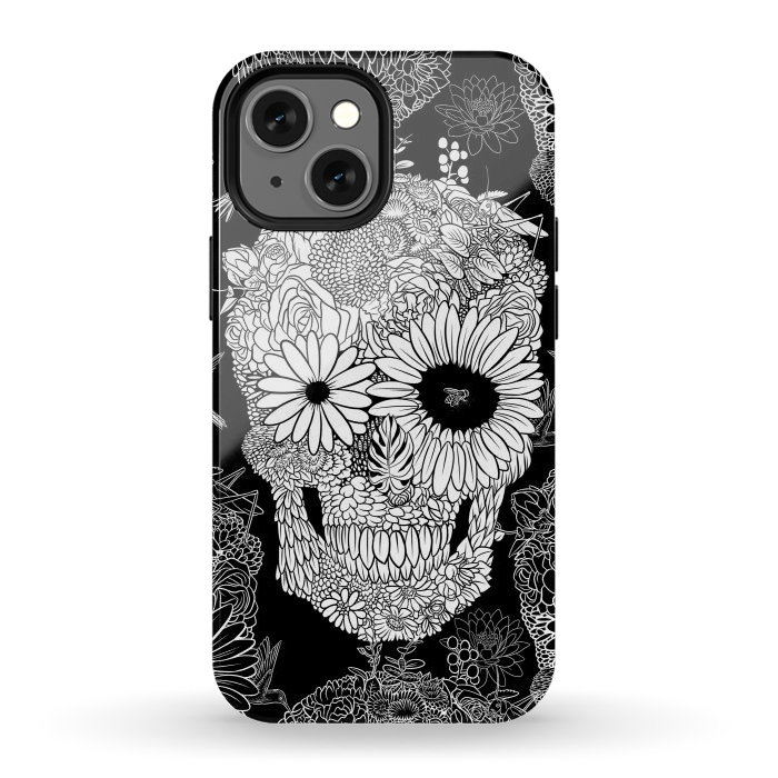 iPhone 12 mini StrongFit Skull Flowers by Alberto