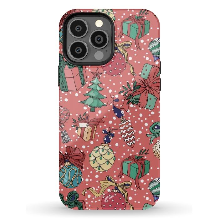 iPhone 13 Pro Max StrongFit Snow Falls And Presents At Christmas by ArtsCase