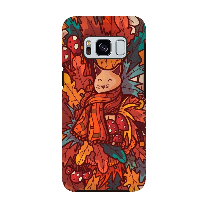 Galaxy S8 StrongFit Cosy autumn cat by Steve Wade (Swade)
