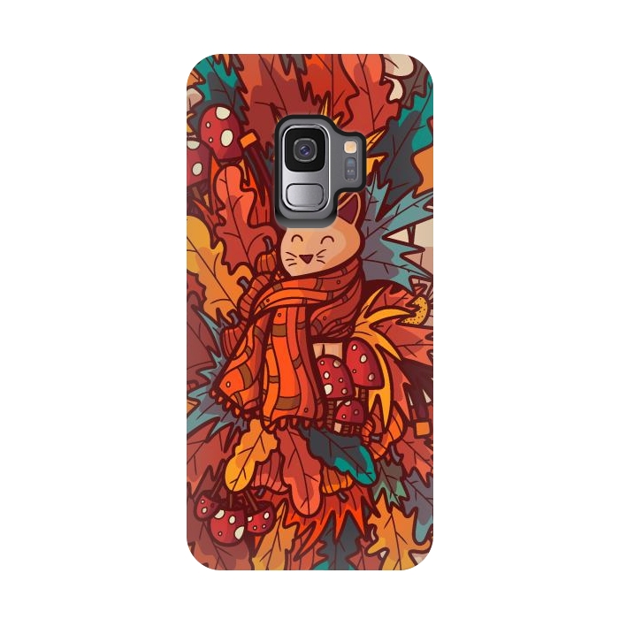 Galaxy S9 StrongFit Cosy autumn cat by Steve Wade (Swade)