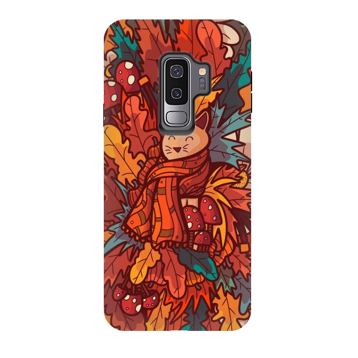 Galaxy S9 plus StrongFit Cosy autumn cat by Steve Wade (Swade)