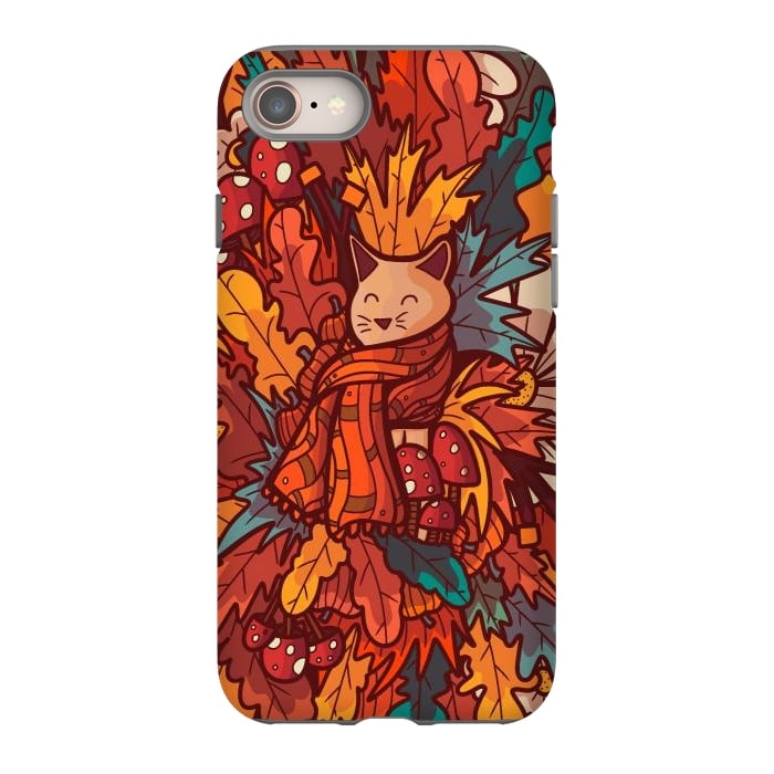 iPhone 8 StrongFit Cosy autumn cat by Steve Wade (Swade)
