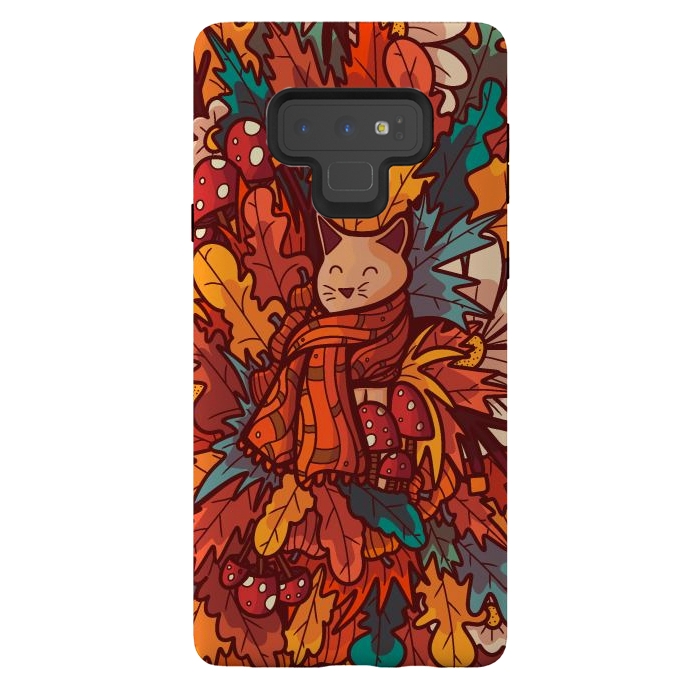 Galaxy Note 9 StrongFit Cosy autumn cat by Steve Wade (Swade)