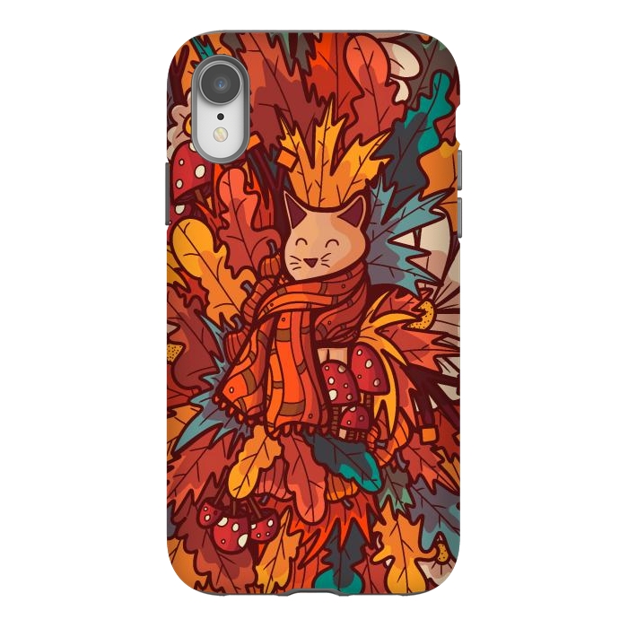 iPhone Xr StrongFit Cosy autumn cat by Steve Wade (Swade)