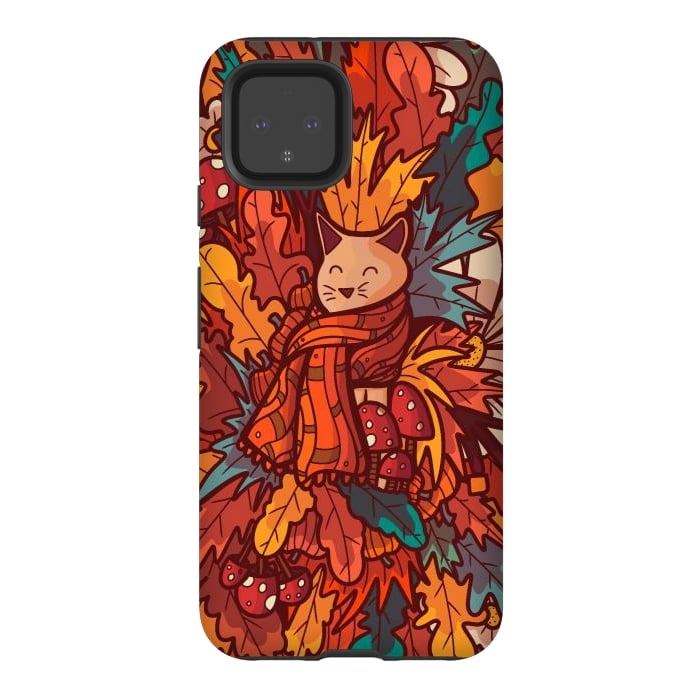 Pixel 4 StrongFit Cosy autumn cat by Steve Wade (Swade)