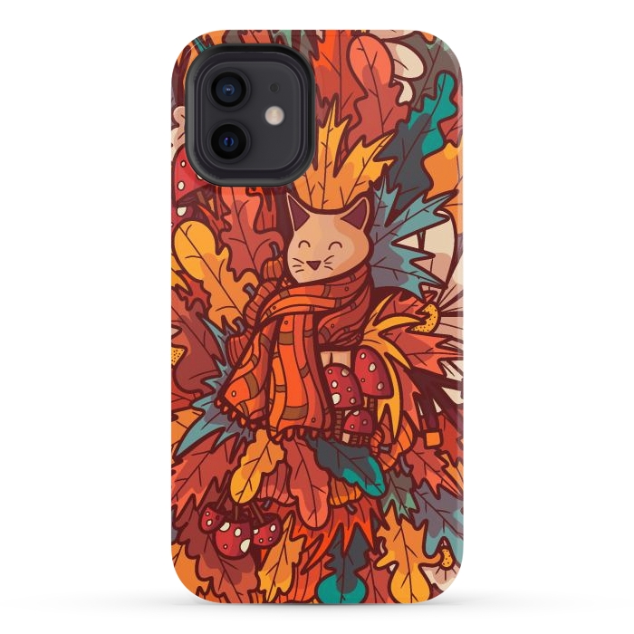 iPhone 12 StrongFit Cosy autumn cat by Steve Wade (Swade)