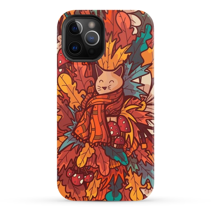 iPhone 12 Pro StrongFit Cosy autumn cat by Steve Wade (Swade)