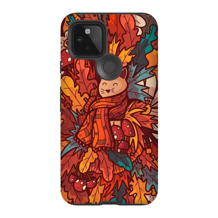 Pixel 5 StrongFit Cosy autumn cat by Steve Wade (Swade)