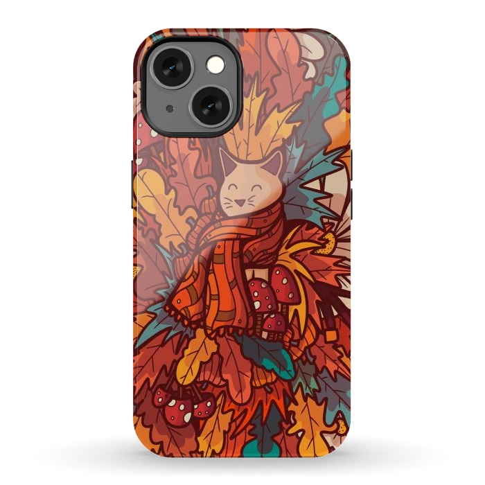 iPhone 13 StrongFit Cosy autumn cat by Steve Wade (Swade)