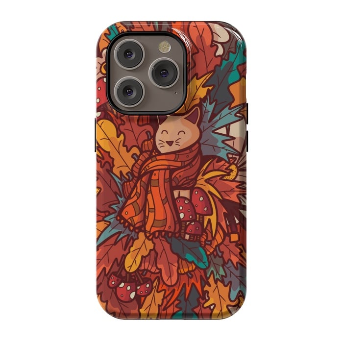 iPhone 14 Pro StrongFit Cosy autumn cat by Steve Wade (Swade)
