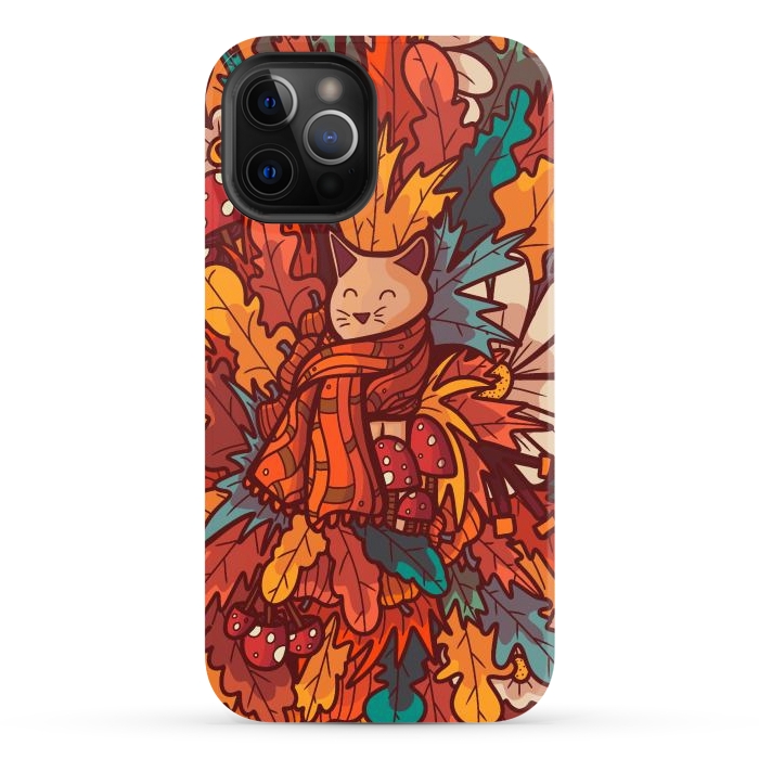 iPhone 12 Pro Max StrongFit Cosy autumn cat by Steve Wade (Swade)