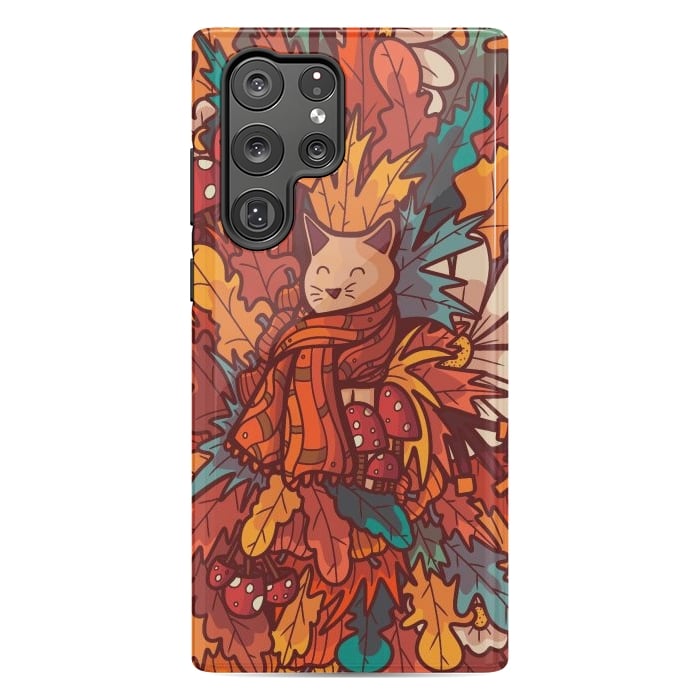 Galaxy S22 Ultra StrongFit Cosy autumn cat by Steve Wade (Swade)