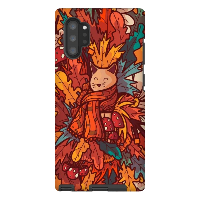 Galaxy Note 10 plus StrongFit Cosy autumn cat by Steve Wade (Swade)