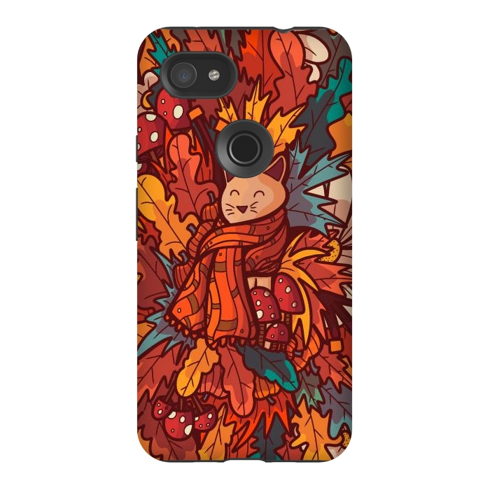 Pixel 3AXL StrongFit Cosy autumn cat by Steve Wade (Swade)