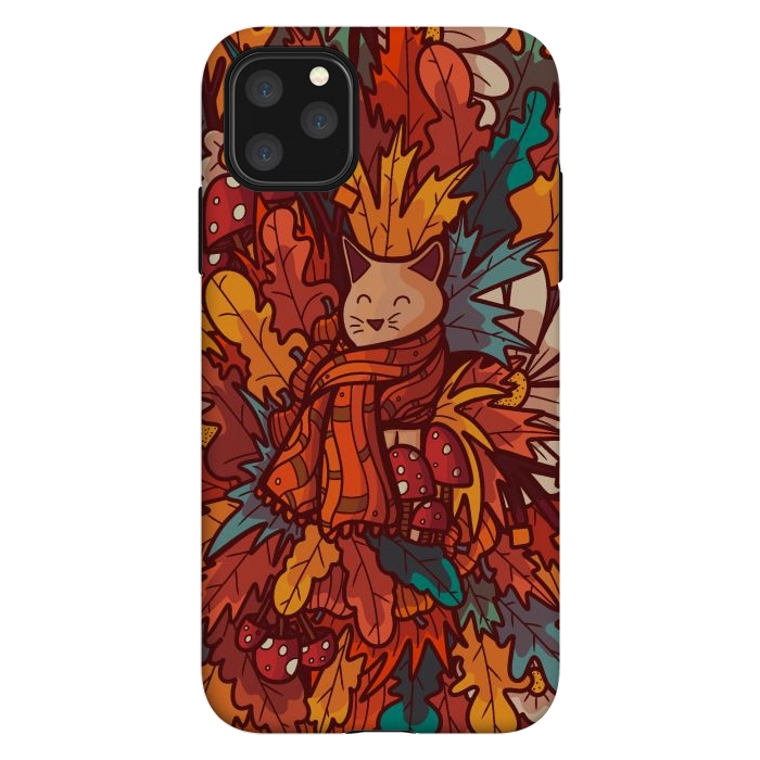 iPhone 11 Pro Max StrongFit Cosy autumn cat by Steve Wade (Swade)