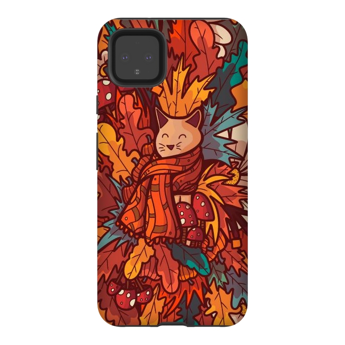 Pixel 4XL StrongFit Cosy autumn cat by Steve Wade (Swade)