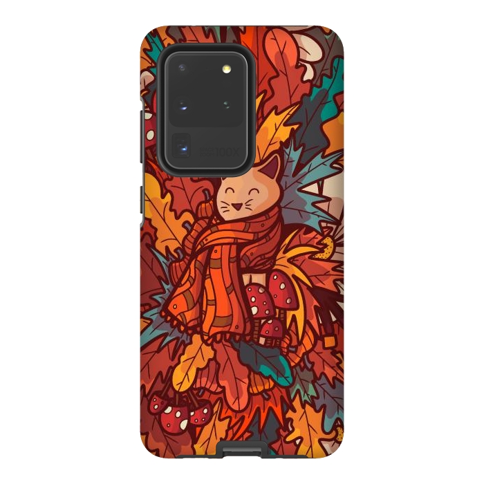 Galaxy S20 Ultra StrongFit Cosy autumn cat by Steve Wade (Swade)