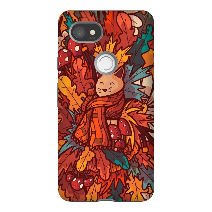 Pixel 2XL StrongFit Cosy autumn cat by Steve Wade (Swade)