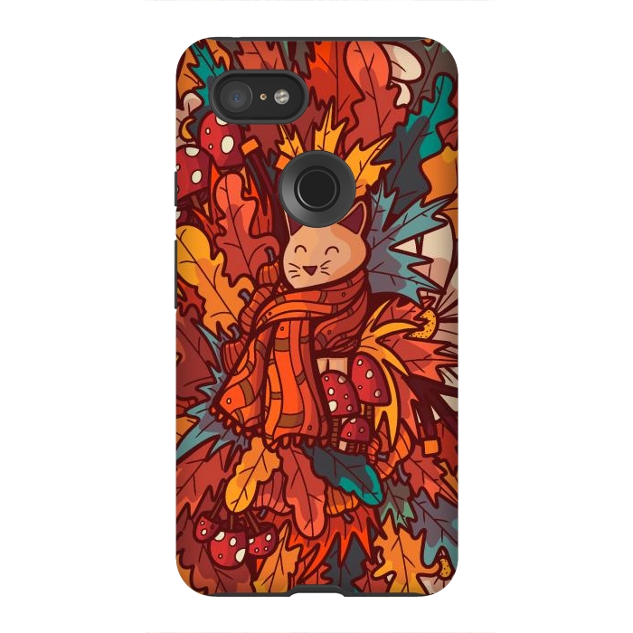 Pixel 3XL StrongFit Cosy autumn cat by Steve Wade (Swade)