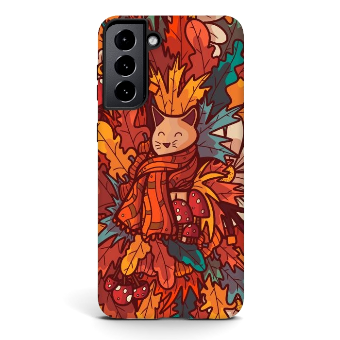 Galaxy S21 StrongFit Cosy autumn cat by Steve Wade (Swade)
