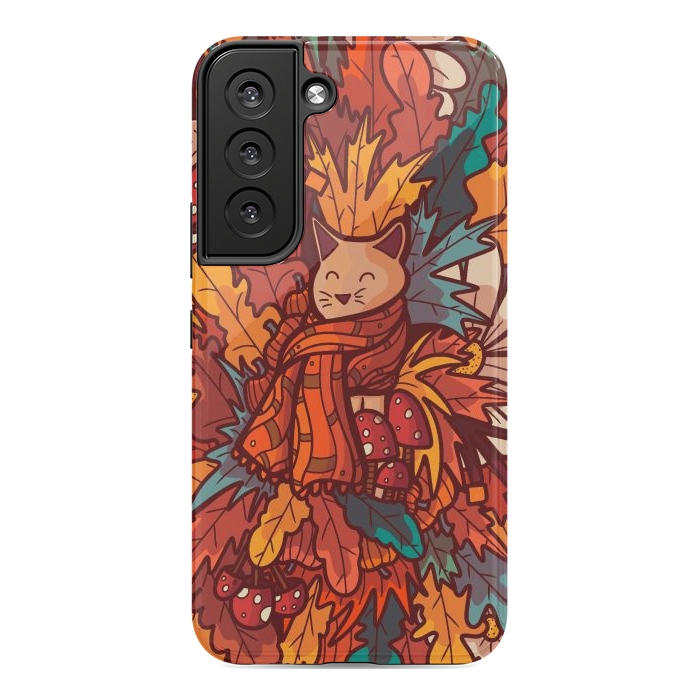 Galaxy S22 StrongFit Cosy autumn cat by Steve Wade (Swade)