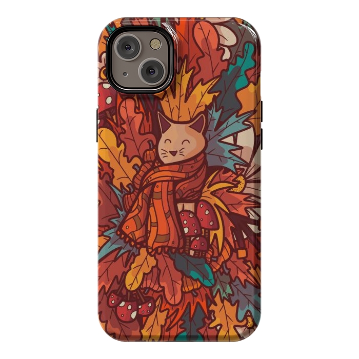 iPhone 14 Plus StrongFit Cosy autumn cat by Steve Wade (Swade)