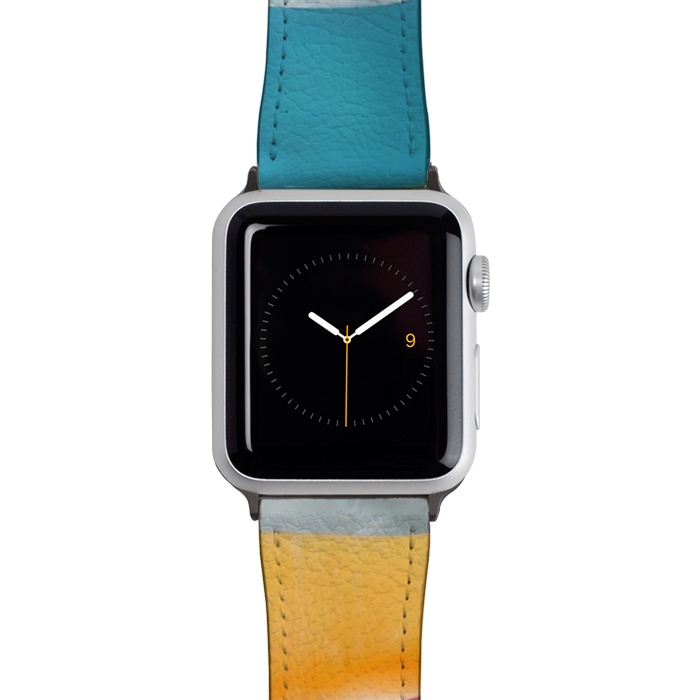 Watch 42mm / 44mm Strap PU leather Colorful marble Waves  by Winston