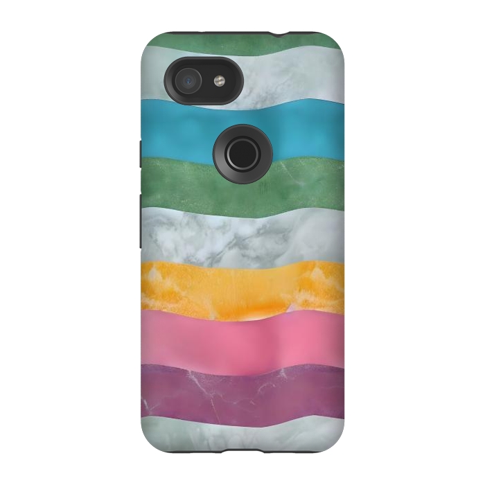 Pixel 3A StrongFit Colorful marble Waves  by Winston