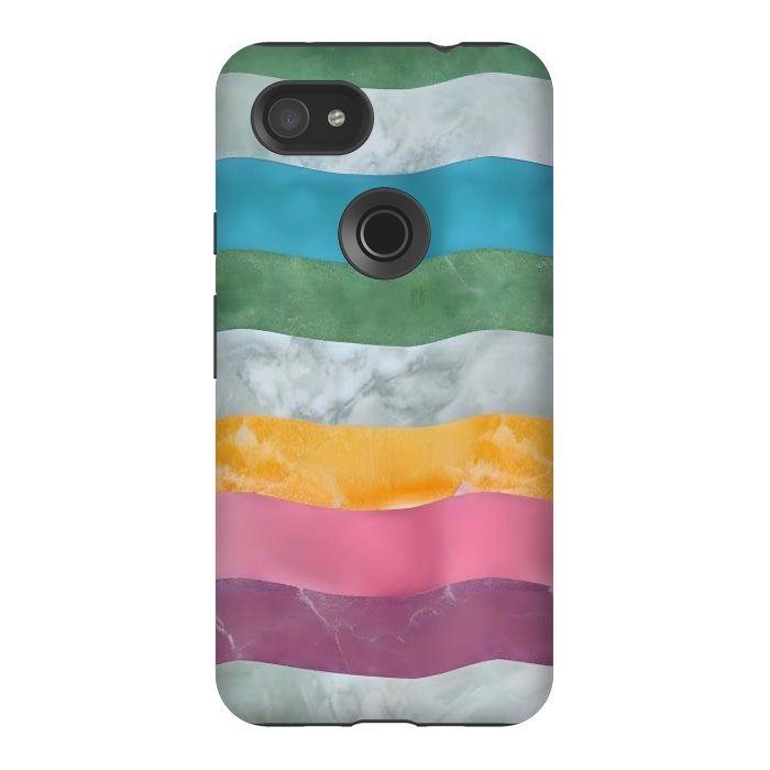 Pixel 3AXL StrongFit Colorful marble Waves  by Winston