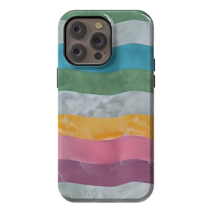 iPhone 14 Pro max StrongFit Colorful marble Waves  by Winston