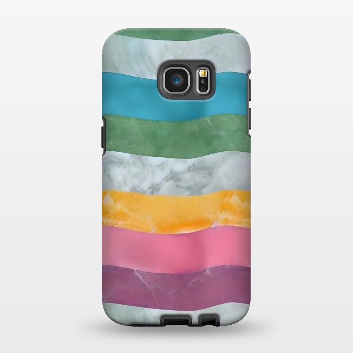 Galaxy S7 EDGE StrongFit Colorful marble Waves  by Winston