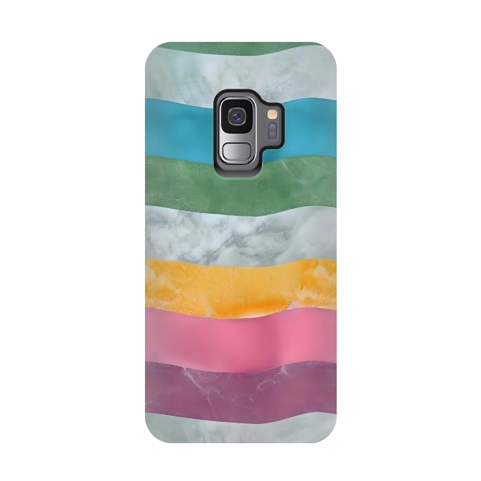 Galaxy S9 StrongFit Colorful marble Waves  by Winston