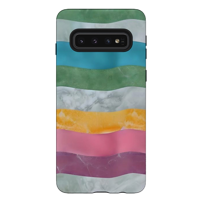 Galaxy S10 StrongFit Colorful marble Waves  by Winston