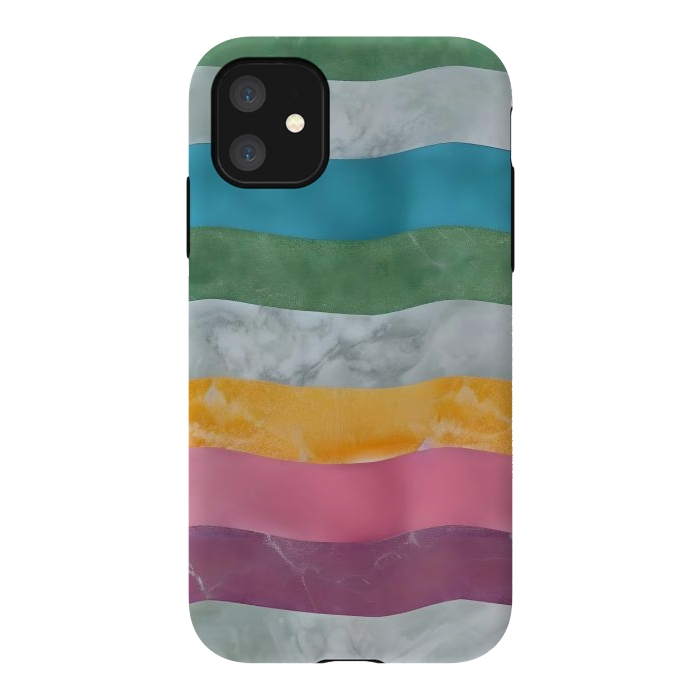 iPhone 11 StrongFit Colorful marble Waves  by Winston
