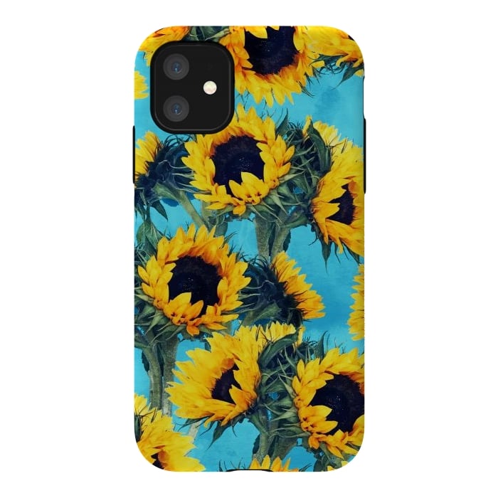iPhone 11 StrongFit Sunflowers & Sky by Uma Prabhakar Gokhale