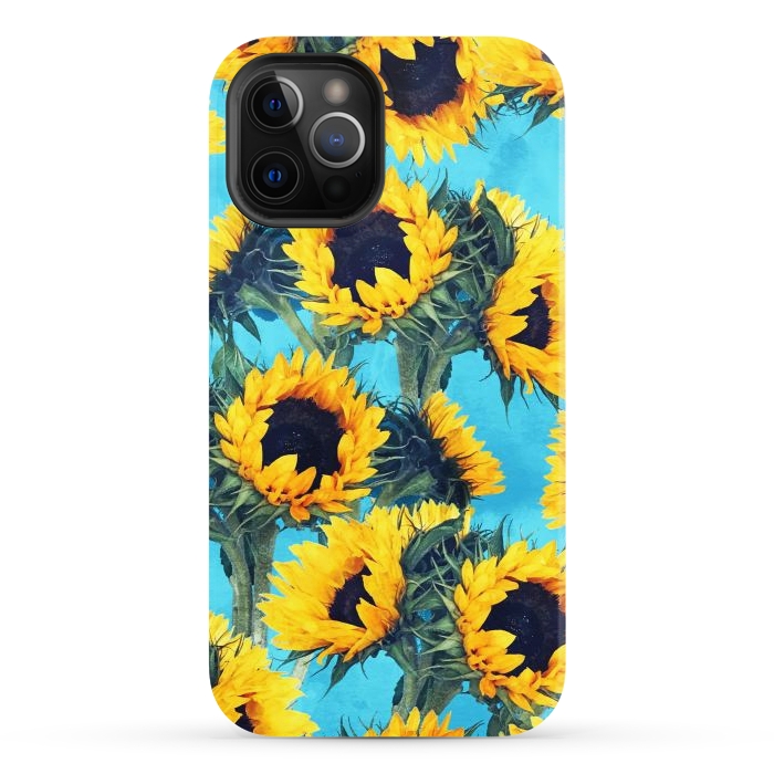 iPhone 12 Pro StrongFit Sunflowers & Sky by Uma Prabhakar Gokhale