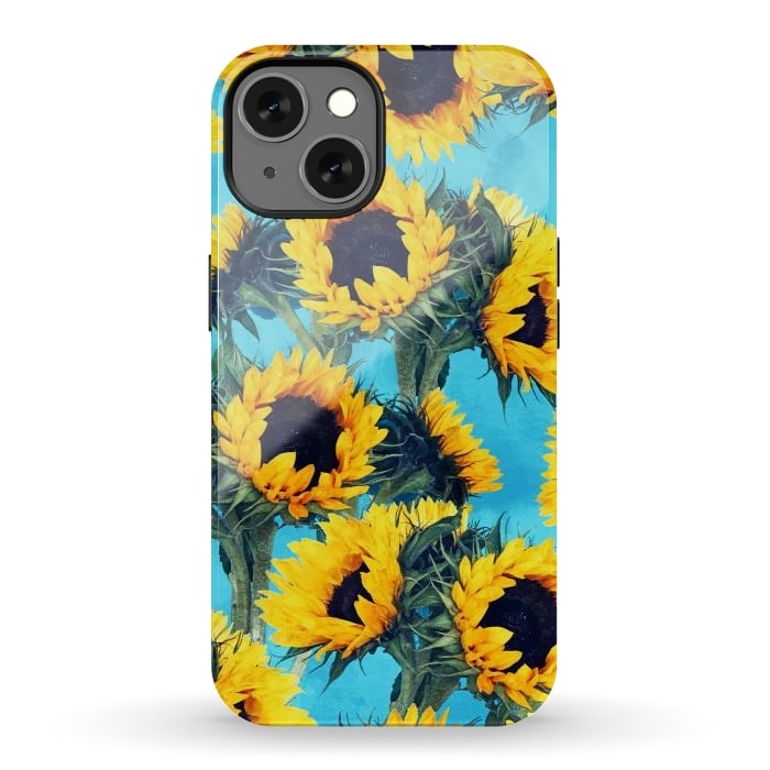 iPhone 13 StrongFit Sunflowers & Sky by Uma Prabhakar Gokhale