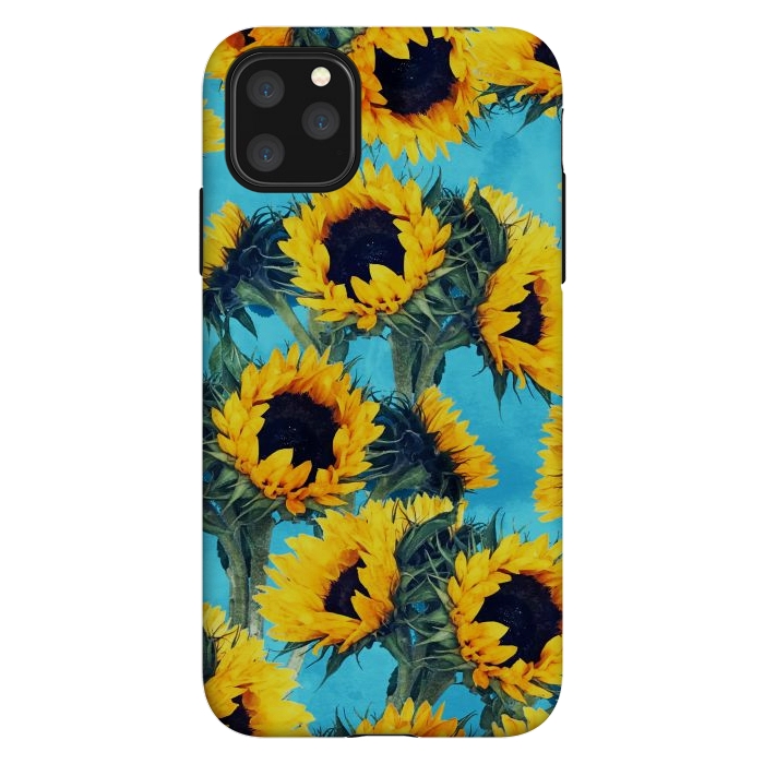 iPhone 11 Pro Max StrongFit Sunflowers & Sky by Uma Prabhakar Gokhale